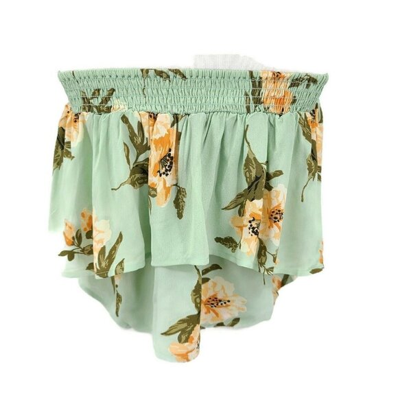 New Flynn Skye Athens Top Womens XS Mint Gatherings Floral Off Shoulder Ruffle - Picture 5 of 7